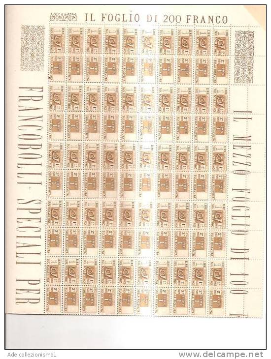 54050)foglio Intero Di 100 Valori Da 1£ Serie Pacchi Postali 1946 Italia Nuovi Con Filigrana DA - Postpaketten