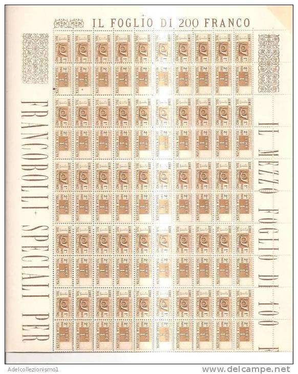 54051)foglio Intero Di 100 Valori Da 2£ Serie Pacchi Postali 1946 Italia Nuovi - Paketmarken