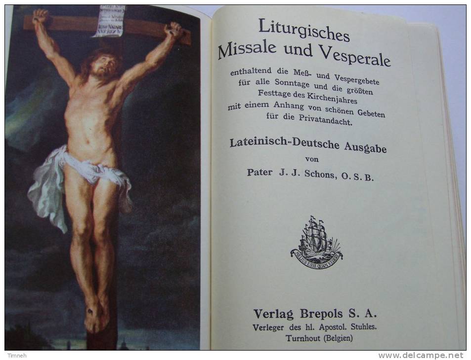 LITURGISCHES MISSALE UND VESPERALE Von Pater SCHONS-Lateinisch-Deutsch -1961 Verlag Brepols- - Christianisme