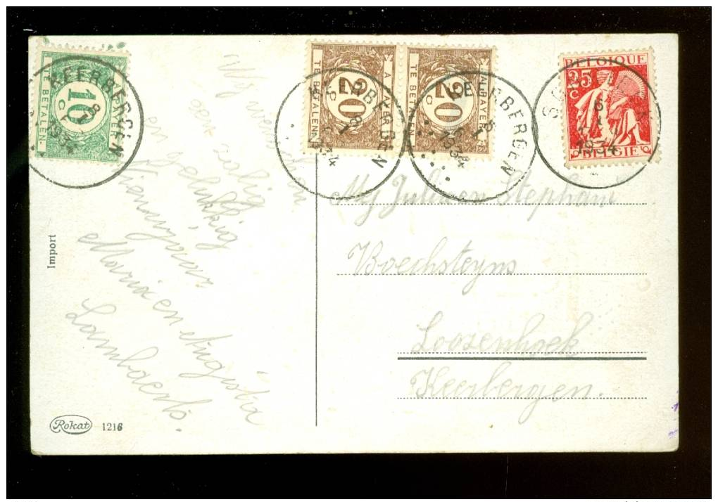 339 Op Fantasiekaart Stempel SCHRIECK Getaxeerd ( Taxe )TX33 + TX34 Met Stempel KEERBERGEN 1934 ( 2136 ) - Lettres & Documents