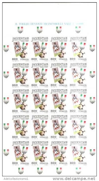 54079)foglio Intero Di 20 Valori Da 800£ Serie JUVENTUS CAMPIONE D´ITALIA - Ganze Bögen