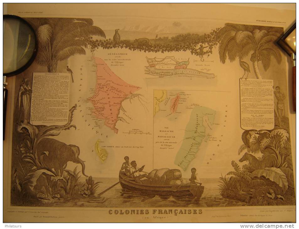 COLONIES FRANÇAISES EN AFRIQUE Carte Géographique Ancienne Originale - Cartes Géographiques