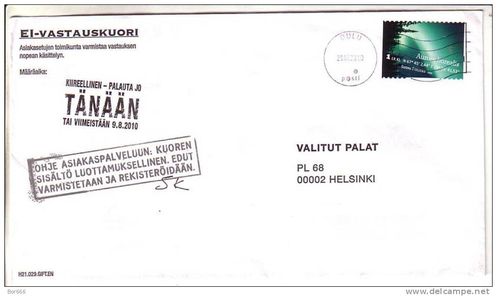GOOD FINLAND Postal Cover 2010 - Good Stamped: Aurora Borealis - Used Stamps