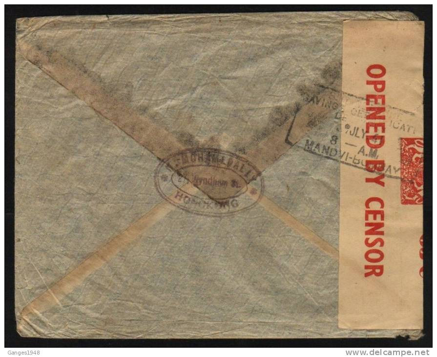 23 JLY 1941 HONG KONG KG VI  $4.50 AIR MAIL  Cover To India Via RANGOON ARRIVAL CENSOR # 22748 - Neufs