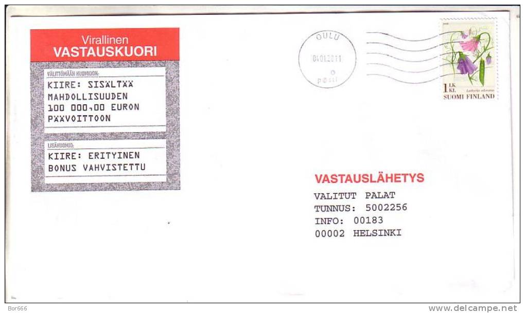 GOOD FINLAND Postal Cover 2011 - Good Stamped: Flowers - Usati