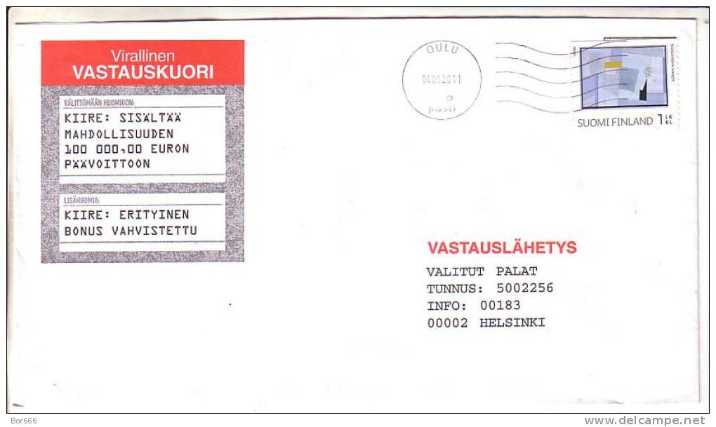 GOOD FINLAND Postal Cover 2011 - Good Stamped: Art - Briefe U. Dokumente