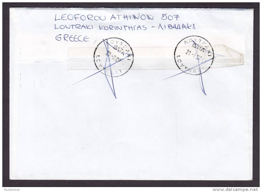 Greece Registered Recommandée LOUTRAKI 1987 Cover To KØBENHAVN Ø. Denmark (2 Scans) - Briefe U. Dokumente