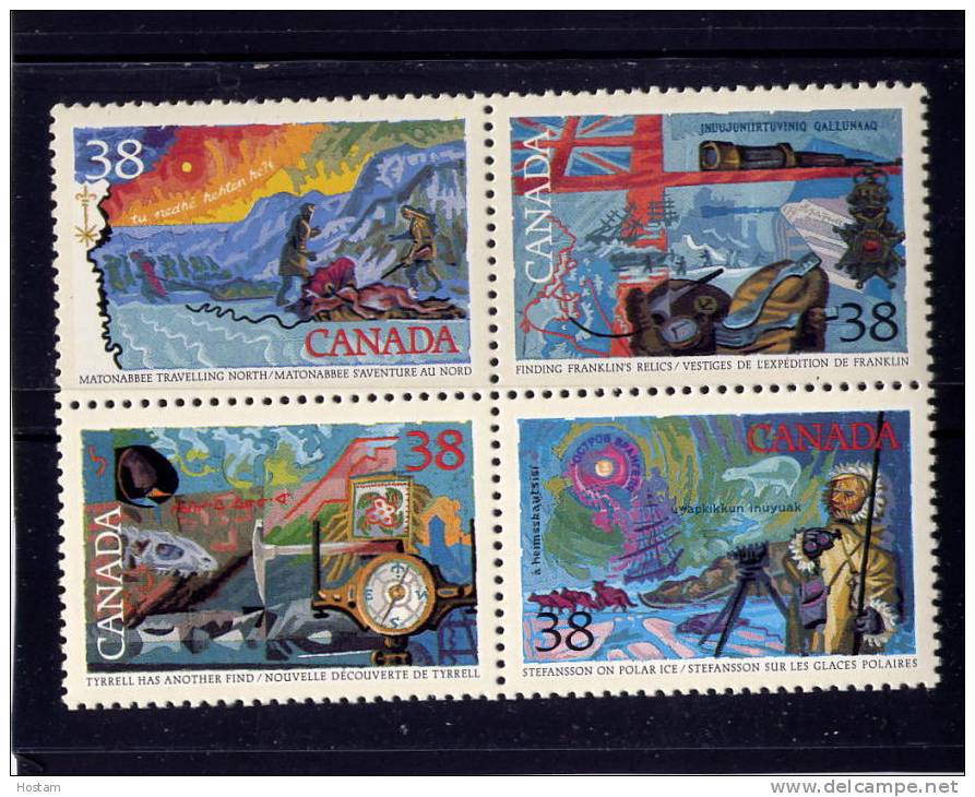 CANADA 1989, # 1236a,  EXPLORATION CANADA --40 TH  MNH  BLOCK OF 4 - Blokken & Velletjes