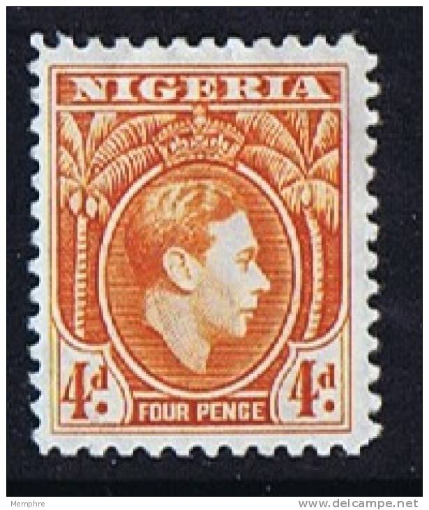 NIGERIA  George VI Definitive 4 D. Orange  SG 54 * Hinged - Nigeria (...-1960)