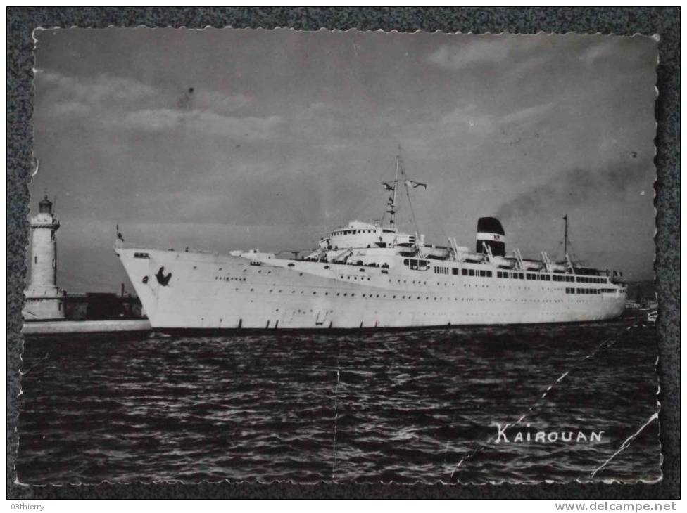 CPSM BATEAUX - LE KAIROUAN - PAQUEBOT - MARSEILLE - COMPAGNIE MIXTE - 1957 - - Steamers