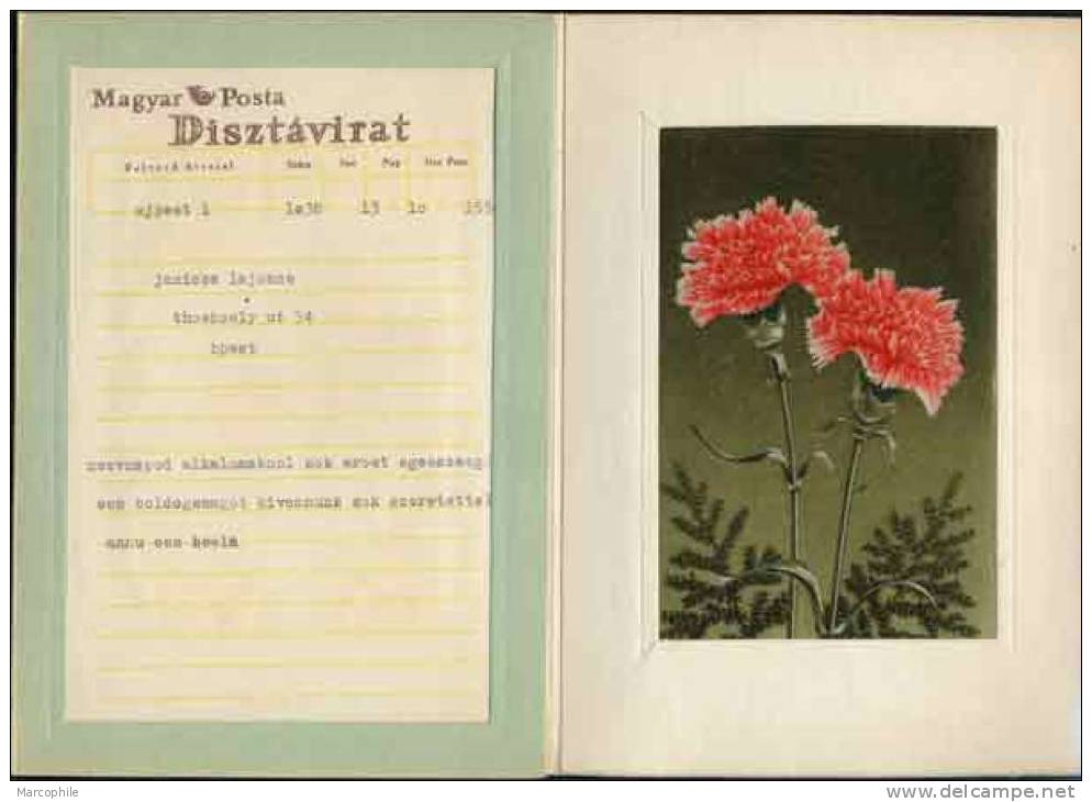 OEILLETS / FLEURS / HONGRIE Telegramme De Luxe Illustre (ref 611) - Lettres & Documents