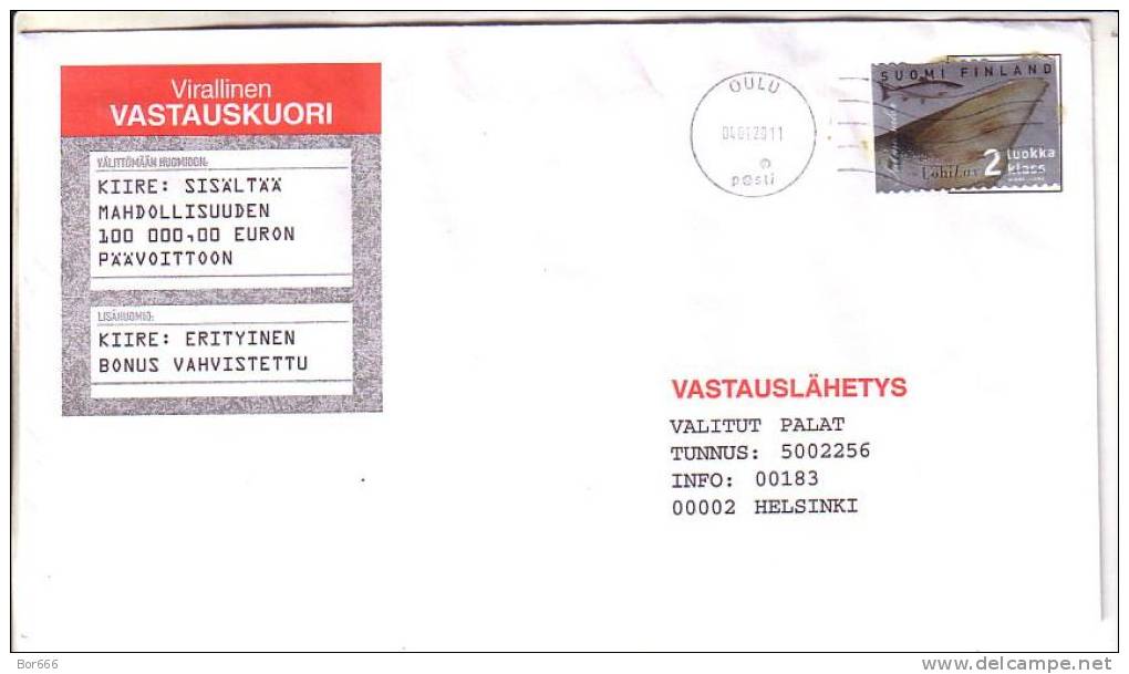 GOOD FINLAND Postal Cover 2011 - Good Stamped: Fish - Briefe U. Dokumente