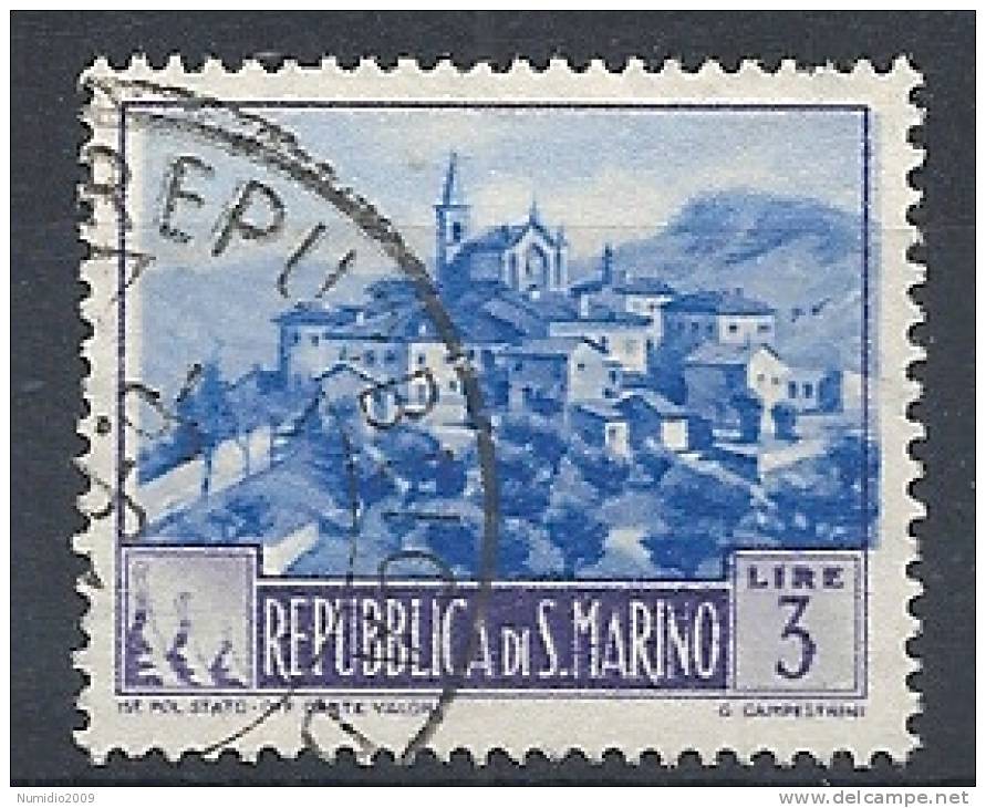 1949-50 SAN MARINO USATO PAESAGGI 3 LIRE - RR8758 - Gebraucht