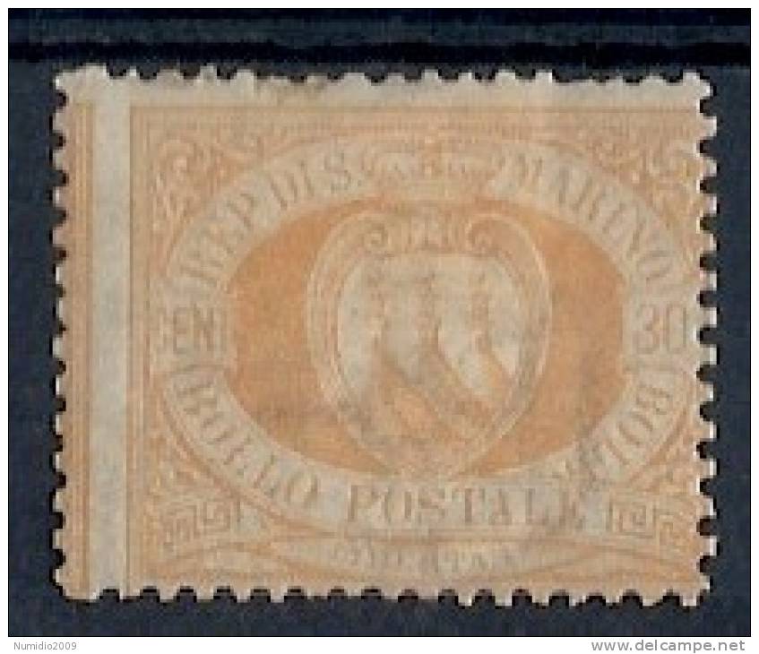 1892-94 SAN MARINO STEMMA 30 CENT MH * - RR8763 - Unused Stamps
