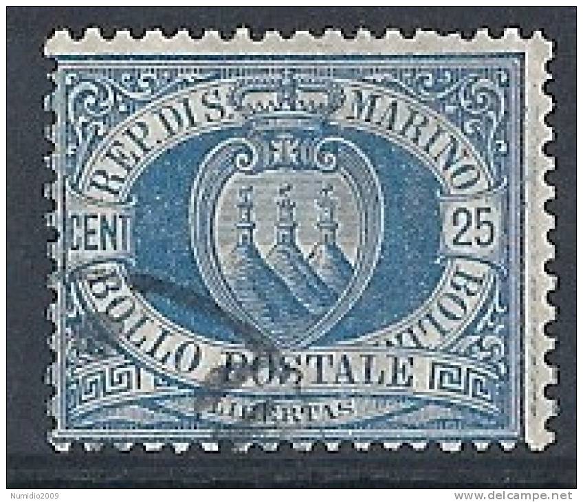 1894-99 SAN MARINO USATO STEMMA 25 CENT - RR8765-2 - Gebruikt