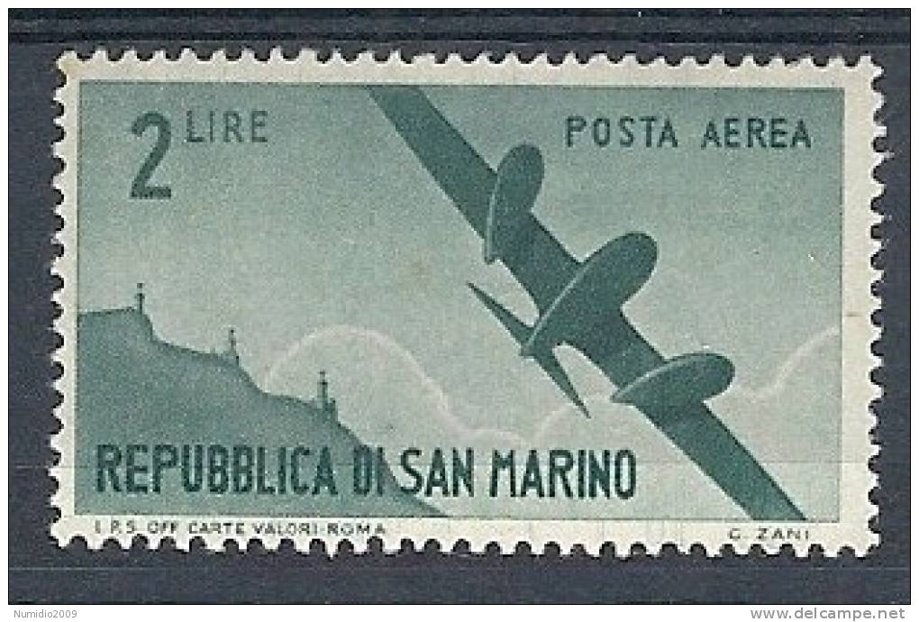 1946 SAN MARINO POSTA AEREA VEDUTE 2 £ MH * - RR8767-2 - Luftpost