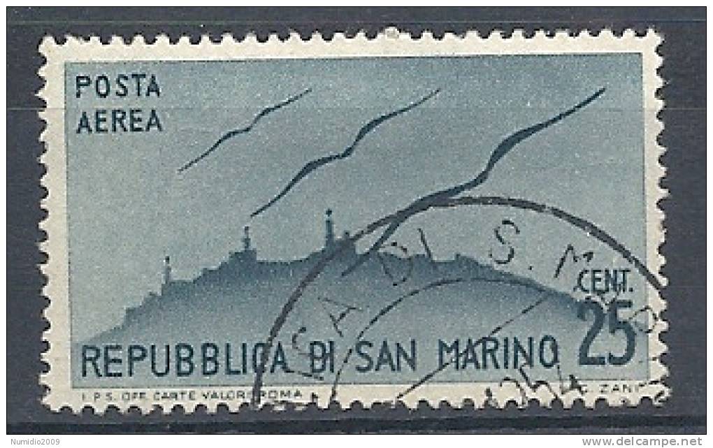 1946 SAN MARINO USATO POSTA AEREA VEDUTE 25 C - RR8767 - Luftpost