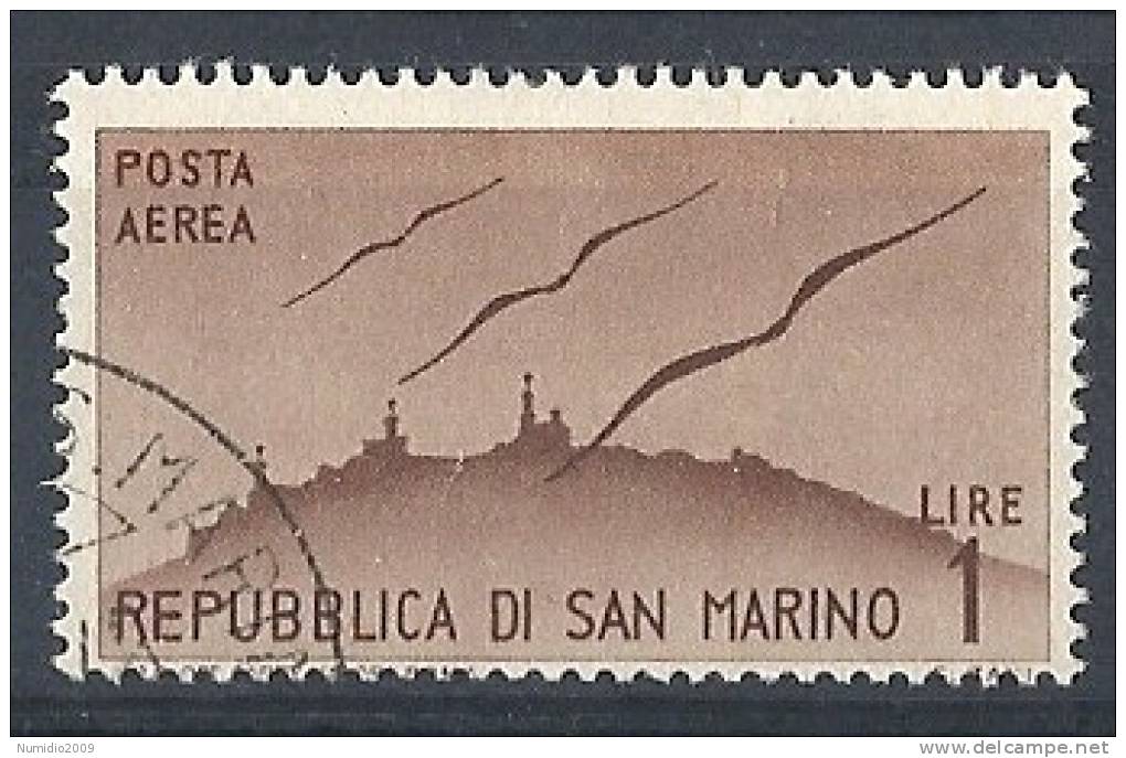 1946 SAN MARINO USATO POSTA AEREA VEDUTE 1 £ - RR8768 - Luftpost