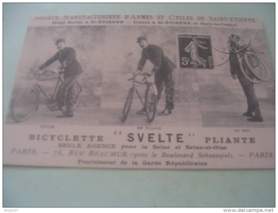 REPRODUCTION- MANUFACTURE D´ARMES ET CYCLE DE ST-ETIENNE - Publicité