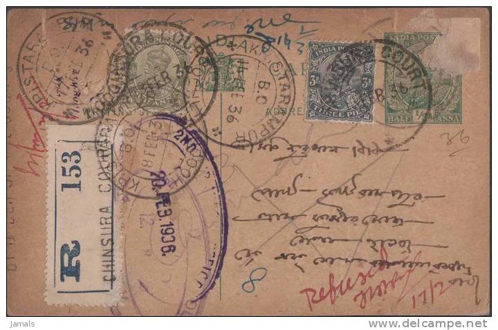 Br India King George VI, Postal Card, Registered, India As Per The Scan - 1911-35 King George V