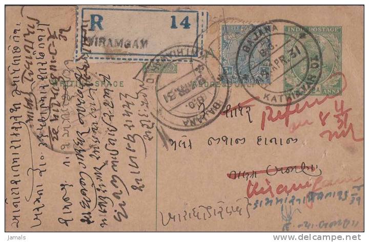 Br India King George VI, Postal Card, Registered, India As Per The Scan - 1911-35 Roi Georges V