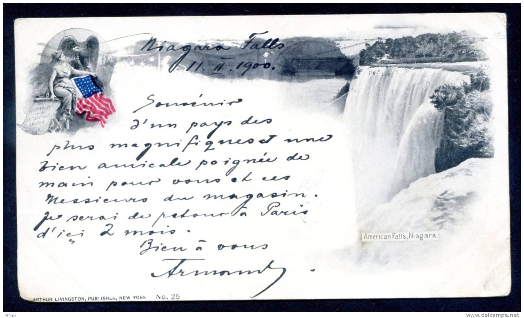 CPA. ETATS UNIS. GREETINGS FROM PICTURESQUE AMERICA. American Falls, Niagara. Voir Descriptif. - Autres & Non Classés