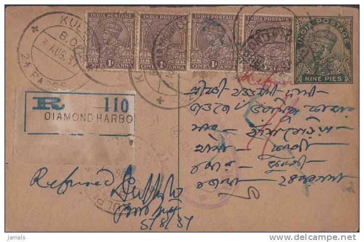 Br India King George V, Postal Card, Registered, India As Per The Scan - 1911-35 Roi Georges V