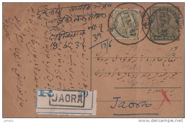 Br India King George V, Postal Card, Registered, India As Per The Scan - 1911-35 Roi Georges V