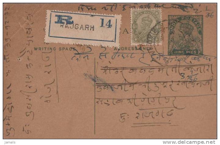 Br India King George V, Postal Card, Registered, India As Per The Scan - 1911-35 Roi Georges V