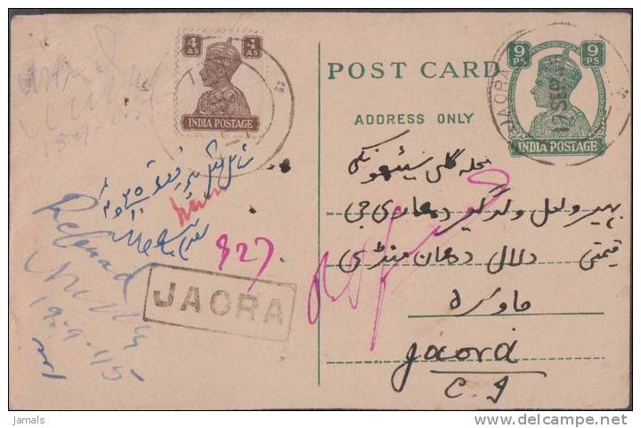 Br India King George VI, Postal Card, Registered, India As Per The Scan - 1936-47 Koning George VI