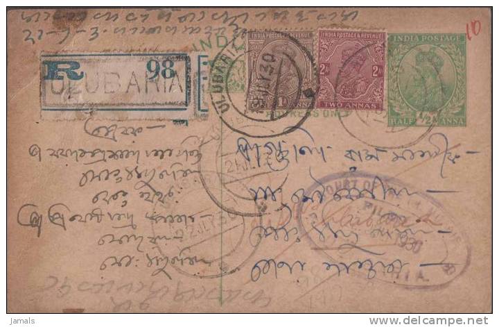 Br India King George V, Postal Card, Registered, India As Per The Scan - 1911-35 King George V