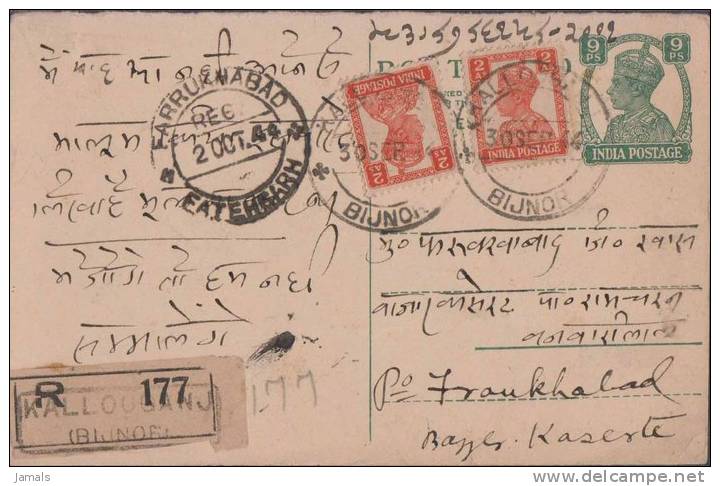 Br India King George VI, Postal Card, Registered, India As Per The Scan - 1936-47 Koning George VI