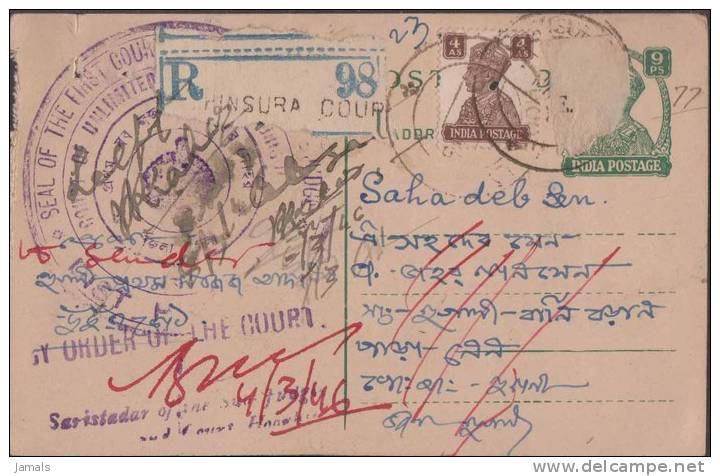 Br India King George VI, Postal Card, Registered, India As Per The Scan - 1936-47 Koning George VI