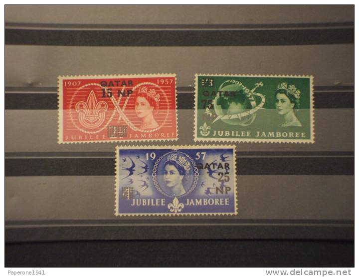 QATAR - 1957 JAMBORES 3 Valori SOPRASTAMPATI-NUOVI(++) - Qatar