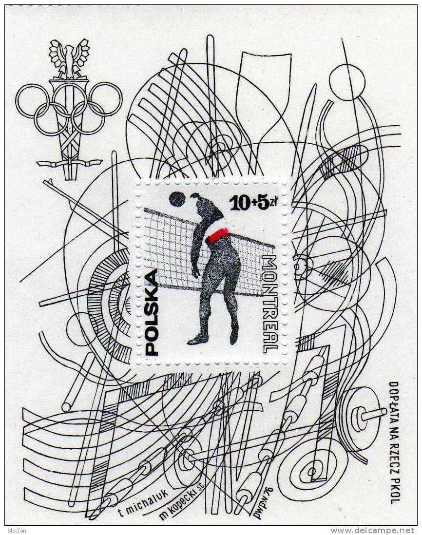 Sommer-Olympiade 1976 Montreal Volleyball Polen 2458 Plus Block 65 ** 5€ Sport Bloc Olympic Sheet Of Polska - Estate 1976: Montreal