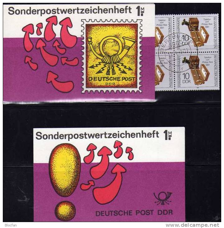 SMH 40 Phantasie-Briefmarke Mit Posthorn 1988 DDR 10x3226 + SMHD40 O 8€ Mit Telefon-Apparat Von Reis Booklet Of Germany - Booklets