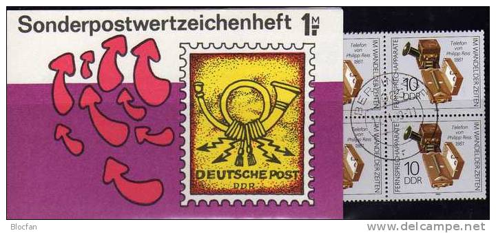 SMH 40 Phantasie-Briefmarke Mit Posthorn 1988 DDR 10x3226 + SMHD40 O 8€ Mit Telefon-Apparat Von Reis Booklet Of Germany - Carnets
