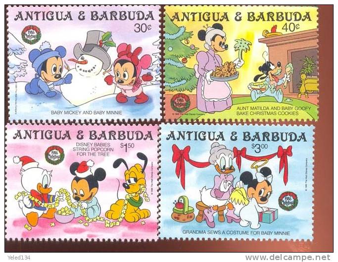 ANTIGUA  & BARBUDA  978-85MINT NEVER HINGED SET OF STAMPS OF CHRISTMAS 1986  DISNEY   #  S-016-1-2 - Disney