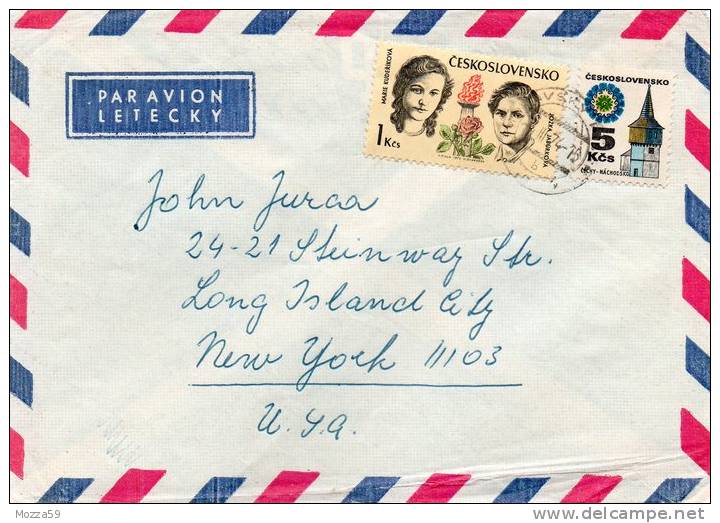 Czechoslovakia 1974 Air Letter, Moravsky Pisek To New York, USA - Covers & Documents