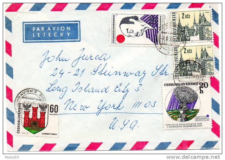 Czechoslovakia 1972 Air Letter, Moravsky Pisek To Long Island USA - Briefe U. Dokumente