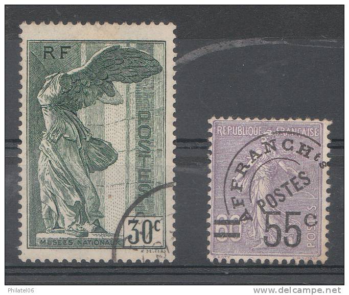 2 BONS TIMBRES DE FRANCE  SAMOTHRACE ET PREO  PAS D'AMINCIS - Collections