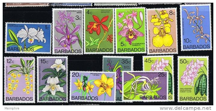 BARBADOS  1974  Native Flowers  13 Values All MNH ** - Barbades (...-1966)