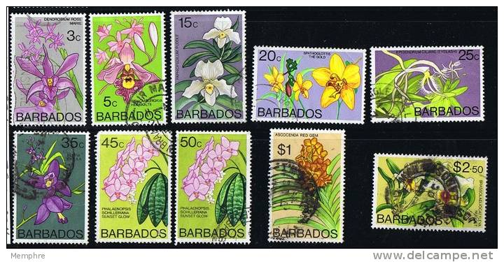 BARBADOS  1974  Native Flowers  10 Values Postally Used - Barbados (...-1966)