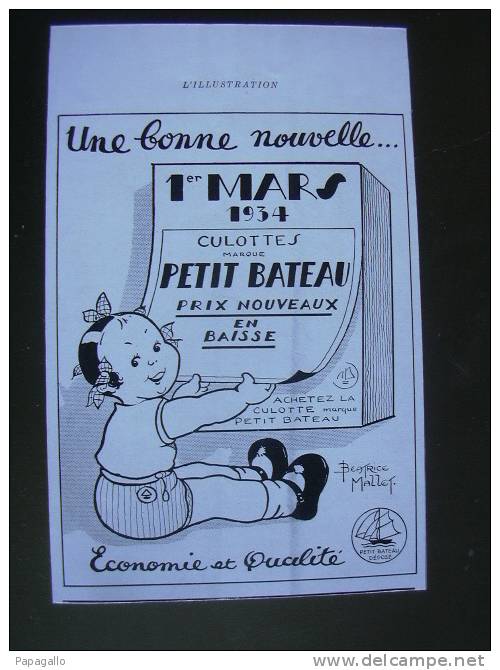 P8 PUBLICITE EN 1934 PETIT BATEAU PAR BEATRICE MALLET - Publicités