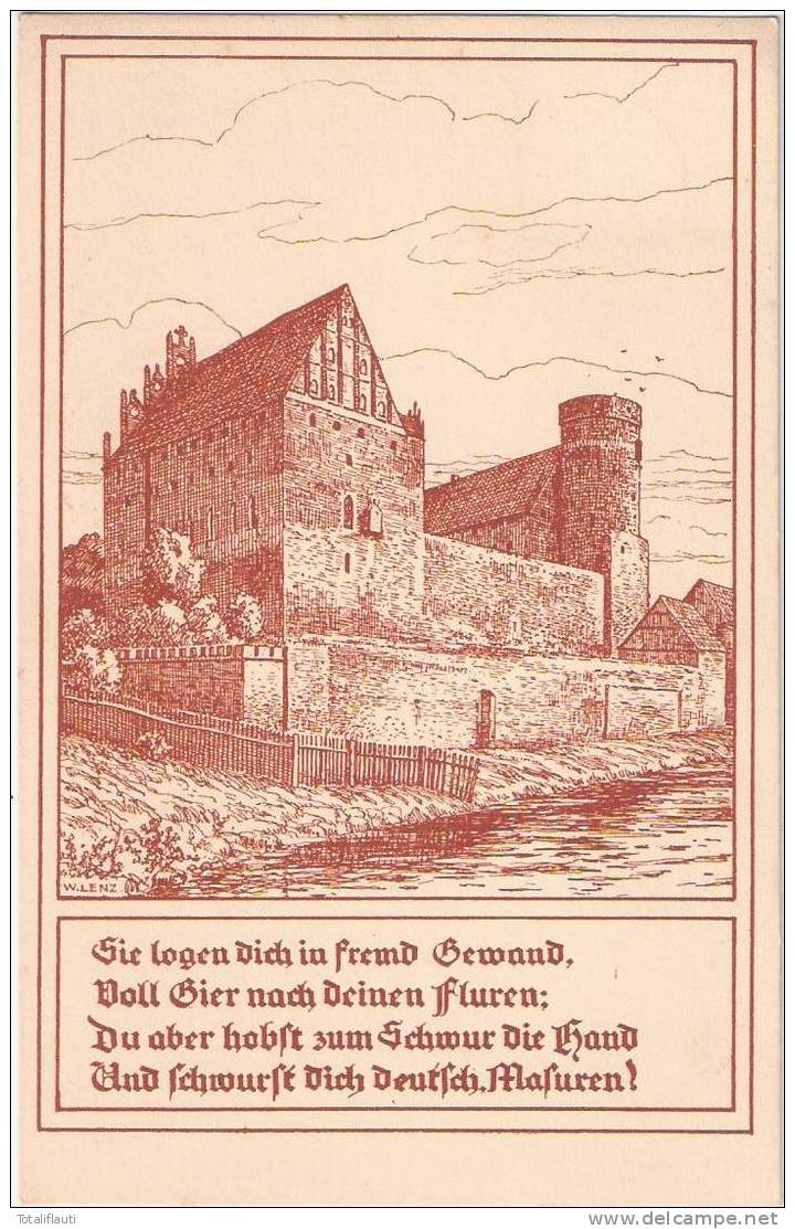 Allenstein Schloß Künstlerkarte W Lenz Olsztyn 12.6.1927 Gelaufen TOP-Erhaltung - Ostpreussen