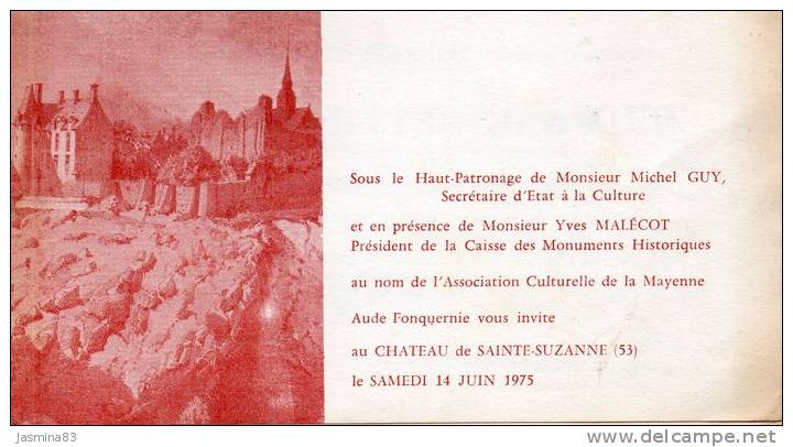 Programme 1975 à Sainte-Suzanne Au Chateau Dans La Mayenne - Programas