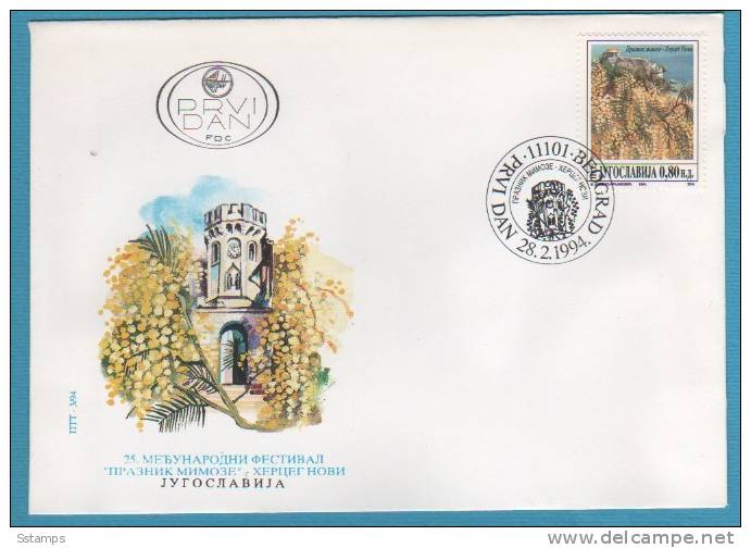 348  JUGOSLAVIJA JUGOSLAVIA MONTENEGRO MIMOSA DAY    FDC - FDC