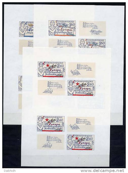 CZECHOSLOVAKIA 1977 European Peace Double Imperf Sheets MNH / **.  Michel 2407-09U - Unused Stamps