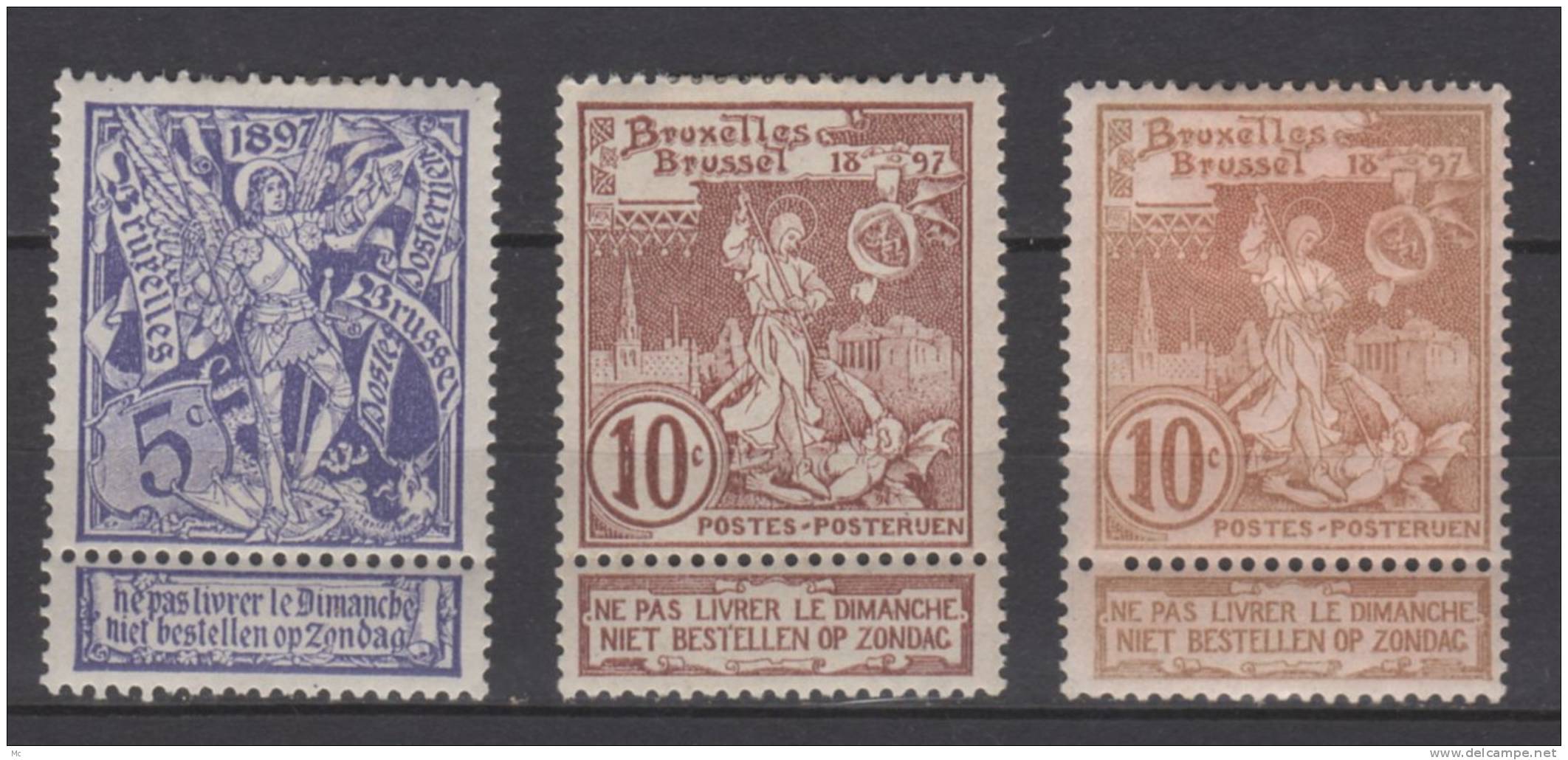 Belgique N° 71 / 73 Neufs Avec Charnière* - 1894-1896 Exhibitions