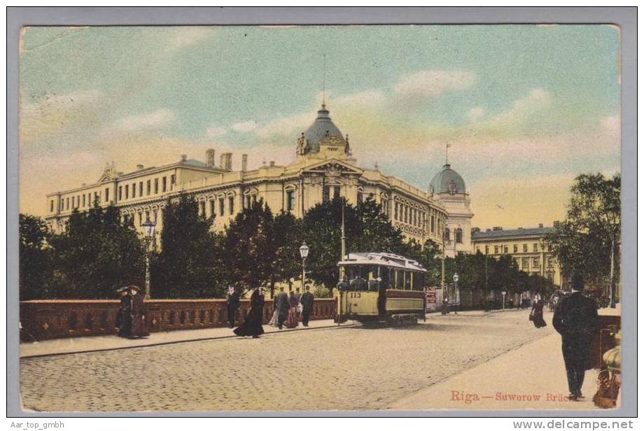 Lettland Riga Suworowbrücke 1905-05-14 Foto Strassenbahn - Lettonie